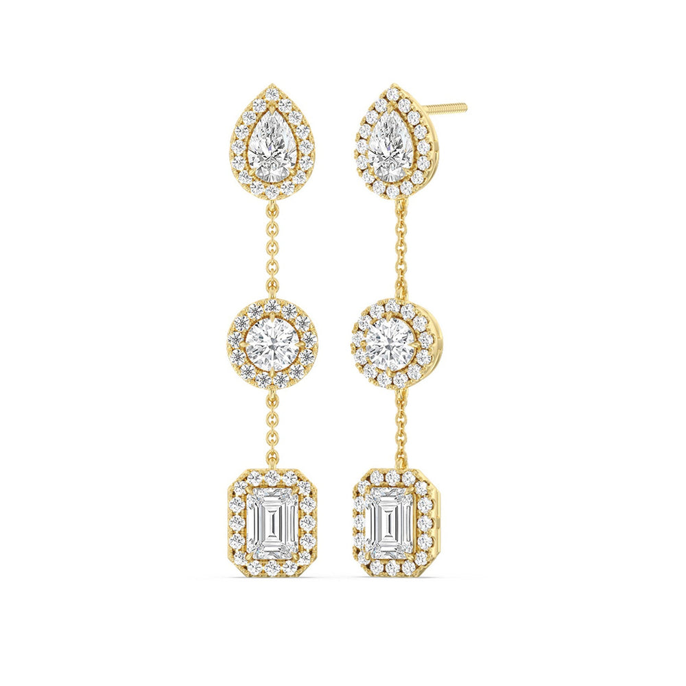 Stationed Dangler Earrings with 14KT Yellow Gold / Lab / 5 7/8 Cut Diamond in 14KT Yellow Gold / Lab / 5 7/8 view 1
