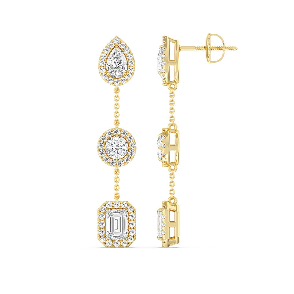 Stationed Dangler Earrings with 14KT Yellow Gold / Lab / 5 7/8 Cut Diamond in 14KT Yellow Gold / Lab / 5 7/8 view 2
