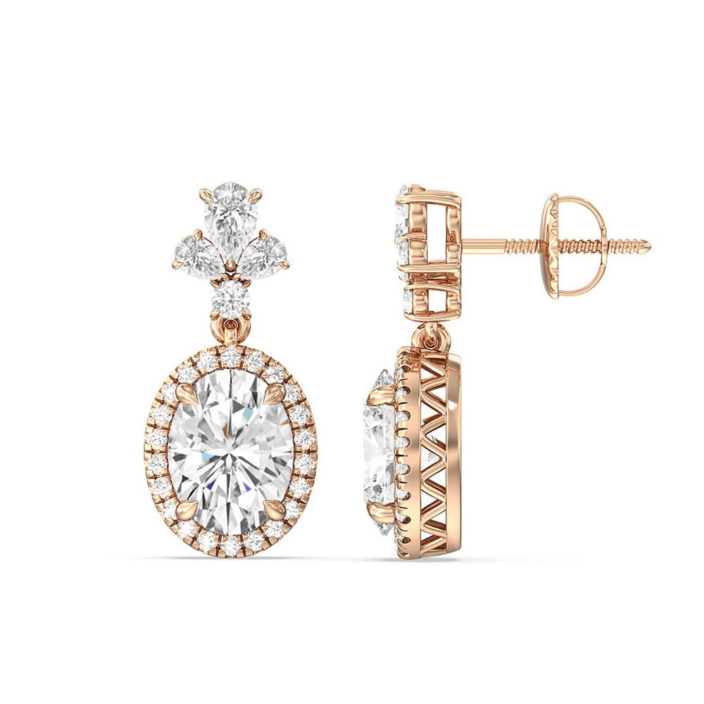 Rose Drop Earrings with 18KT Rose Gold / Lab / 6 1/3 Cut Diamond in 14KT Rose Gold / Lab / 6 1/3 view 2
