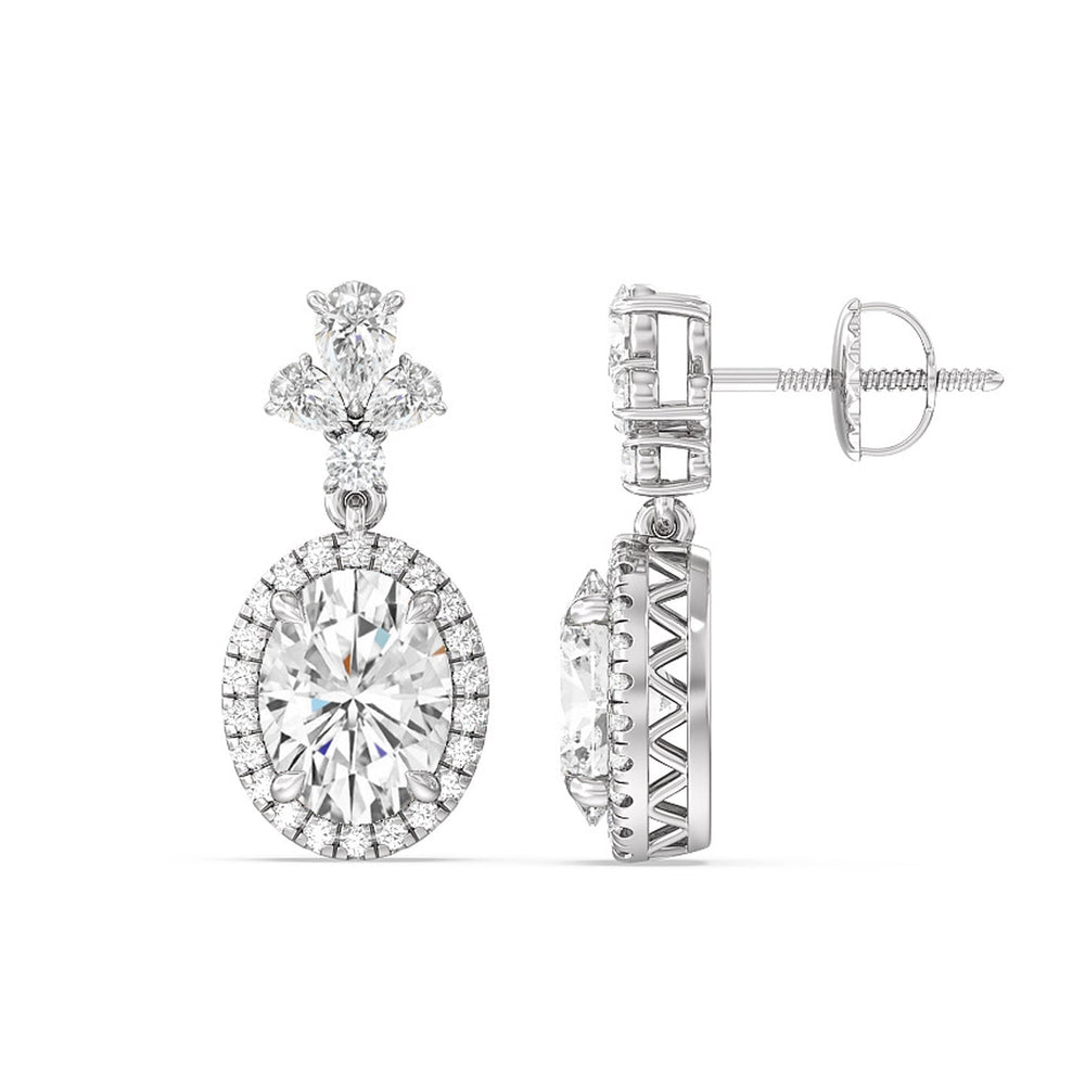 Rose Drop Earrings with 18KT White Gold / Lab / 6 1/3 Cut Diamond in 14KT White Gold / Lab / 6 1/3 view 2
