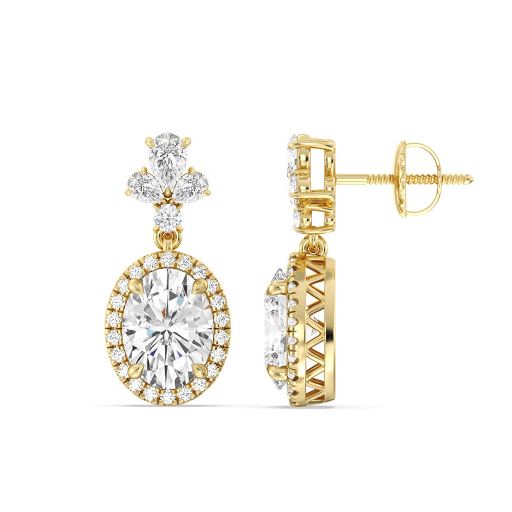 Rose Drop Earrings with 18KT Yellow Gold / Lab / 6 1/3 Cut Diamond in 14KT Yellow Gold / Lab / 6 1/3 view 2
