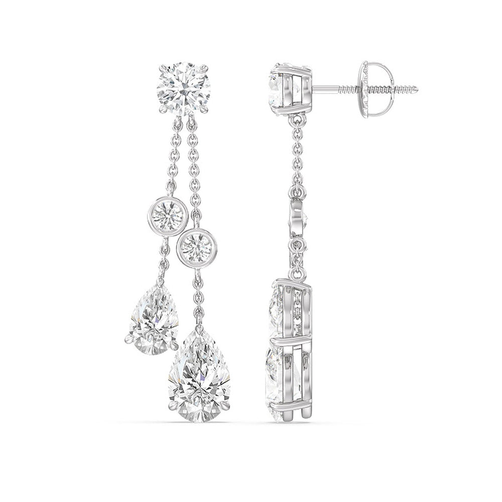 Pear Diamond Chandelier Earrings with 14KT White Gold / Lab / 8 5/8 Cut Diamond in 14KT White Gold / Lab / 8 5/8 view 2
