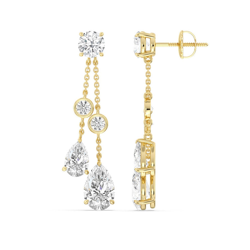 Pear Diamond Chandelier Earrings with 14KT Yellow Gold / Lab / 8 5/8 Cut Diamond in 14KT Yellow Gold / Lab / 8 5/8 view 2

