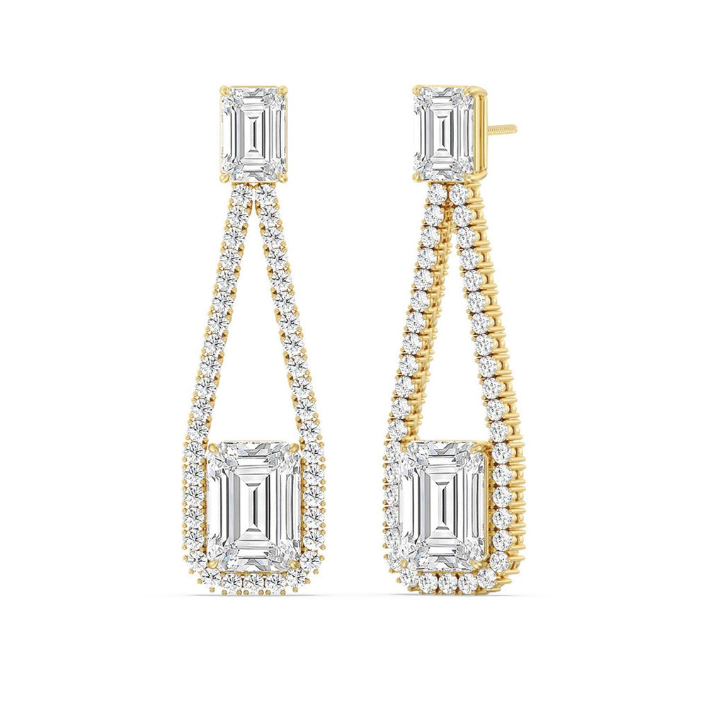 Emerald Shape Supported Drop Earrings with 14KT Yellow Gold / Lab / 15 Cut Diamond in 14KT Yellow Gold / Lab / 15 view 1
