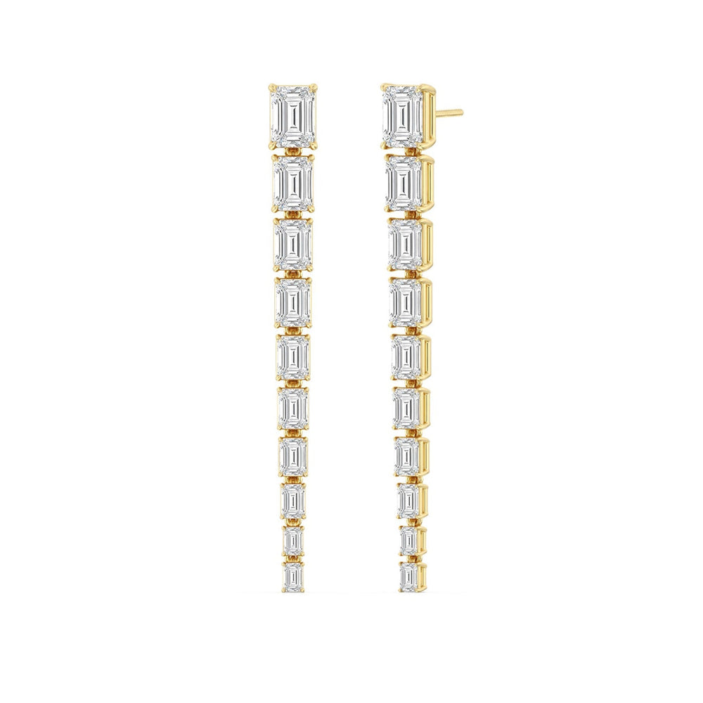 Descending Emerald Cut Diamond Dangler Earrings with 14KT Yellow Gold / Lab / 8 3/4 Cut Diamond in 14KT Yellow Gold / Lab / 8 3/4 view 1
