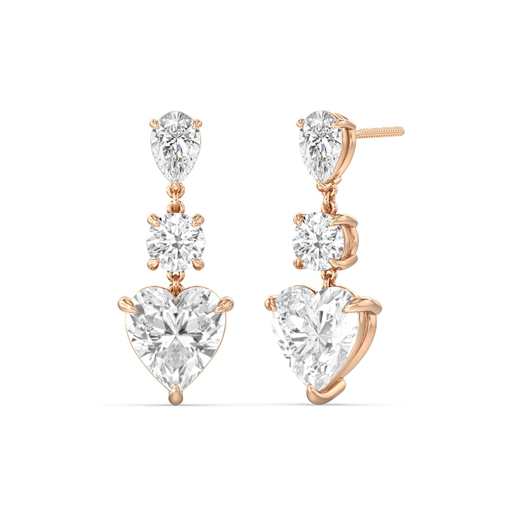 Pear, Round and Heart Matching Earring with 14KT Rose Gold / Lab / 8 3/4 Cut Diamond in 14KT Rose Gold / Lab / 8 3/4 view 1

