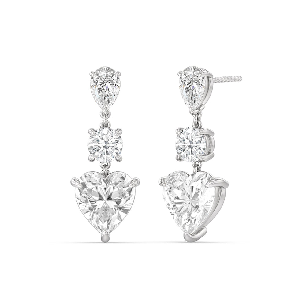 Pear, Round and Heart Matching Earring with 14KT White Gold / Lab / 8 3/4 Cut Diamond in 14KT White Gold / Lab / 8 3/4 view 1
