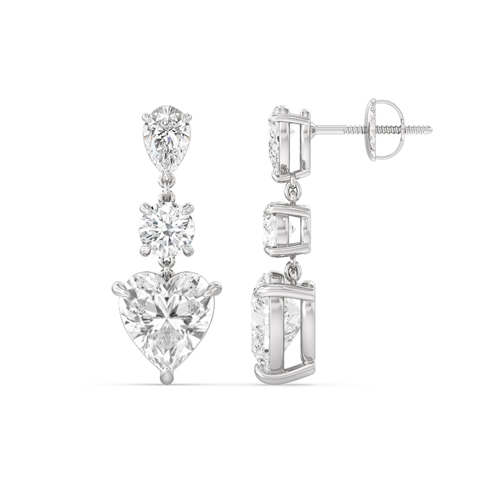 Pear, Round and Heart Matching Earring with 14KT White Gold / Lab / 8 3/4 Cut Diamond in 14KT White Gold / Lab / 8 3/4 view 2
