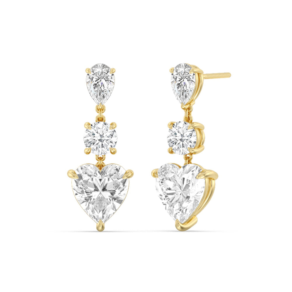 Pear, Round and Heart Matching Earring with 14KT Yellow Gold / Lab / 8 3/4 Cut Diamond in 14KT Yellow Gold / Lab / 8 3/4 view 1

