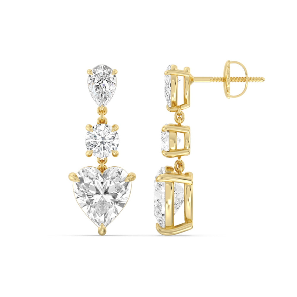 Pear, Round and Heart Matching Earring with 14KT Yellow Gold / Lab / 8 3/4 Cut Diamond in 14KT Yellow Gold / Lab / 8 3/4 view 2
