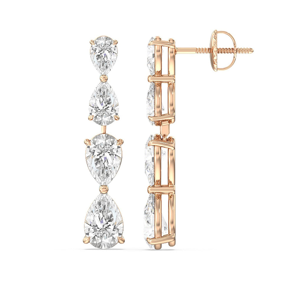 Twinning Pear Drop Earrings with 14KT Rose Gold / Lab / 6 3/8 Cut Diamond in 14KT Rose Gold / Lab / 6 3/8 view 2
