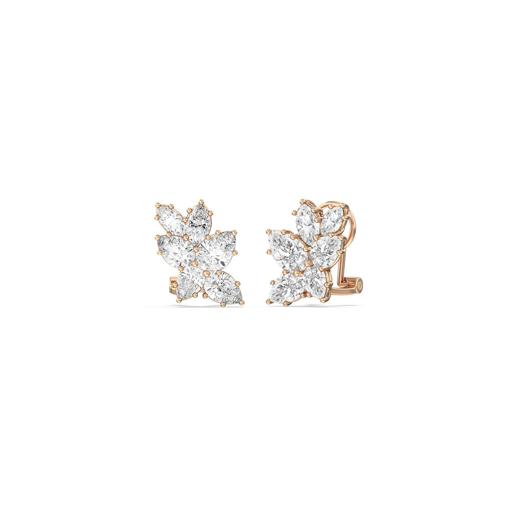 Classic Royal Cluster Diamond Earrings with 14KT Rose Gold / Lab / 3 5/8 Cut Diamond in 14KT Rose Gold / Lab / 3 5/8 view 1
