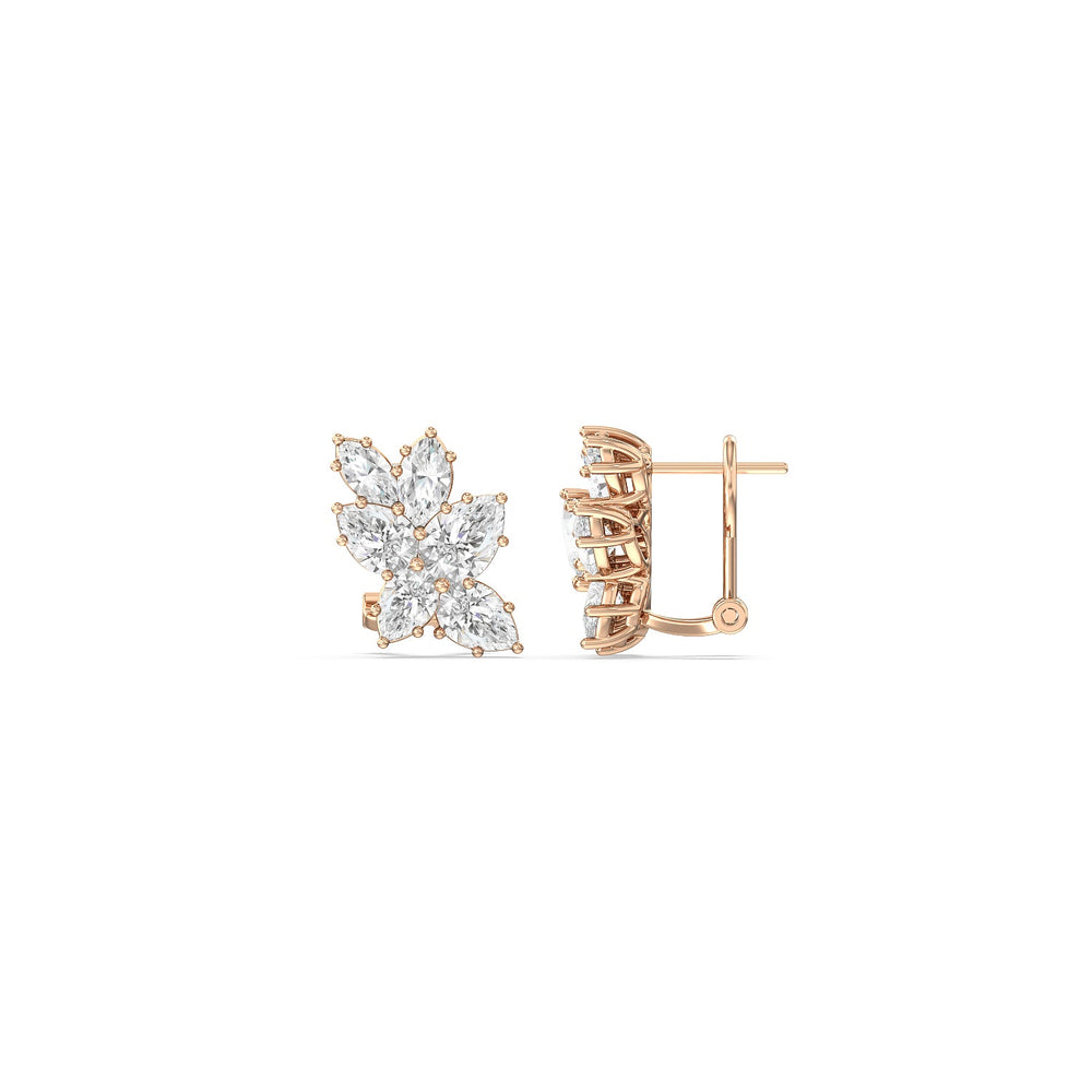Classic Royal Cluster Diamond Earrings with 14KT Rose Gold / Lab / 3 5/8 Cut Diamond in 14KT Rose Gold / Lab / 3 5/8 view 2
