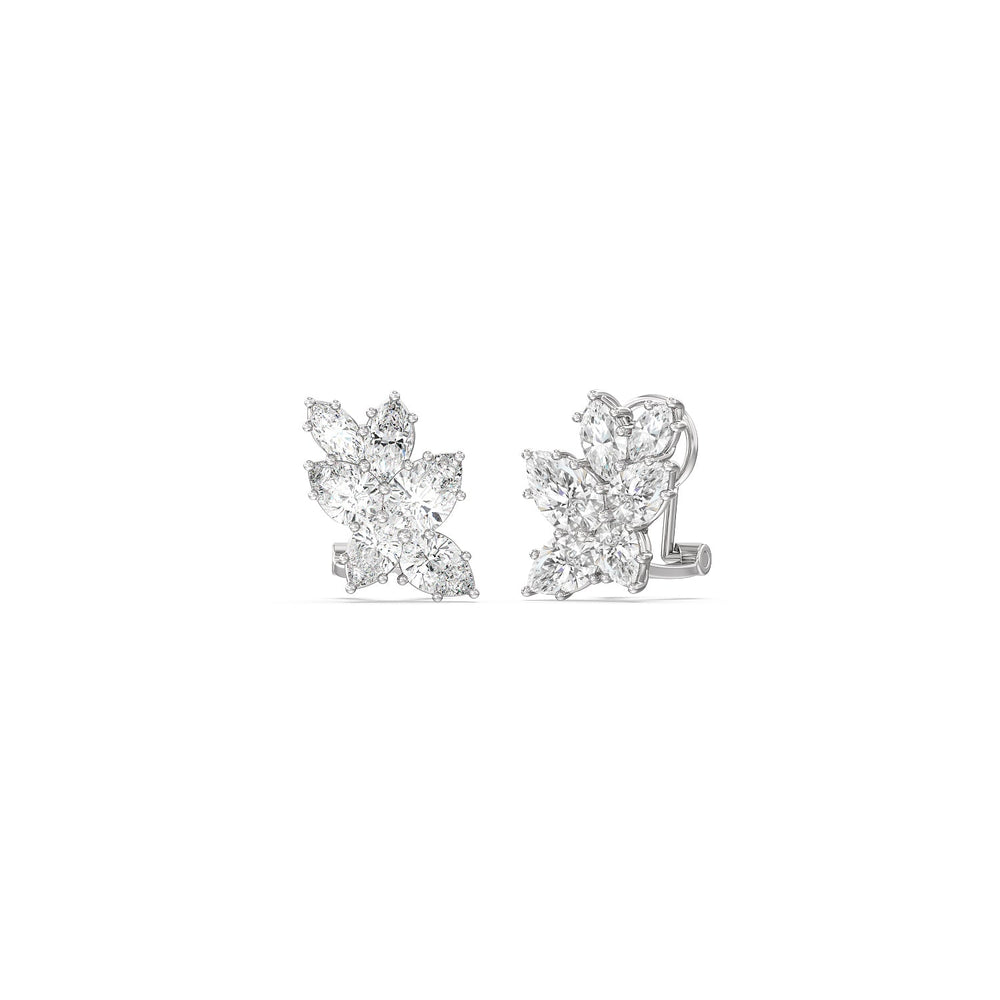 Classic Royal Cluster Diamond Earrings with 14KT White Gold / Lab / 3 5/8 Cut Diamond in 14KT White Gold / Lab / 3 5/8 view 1
