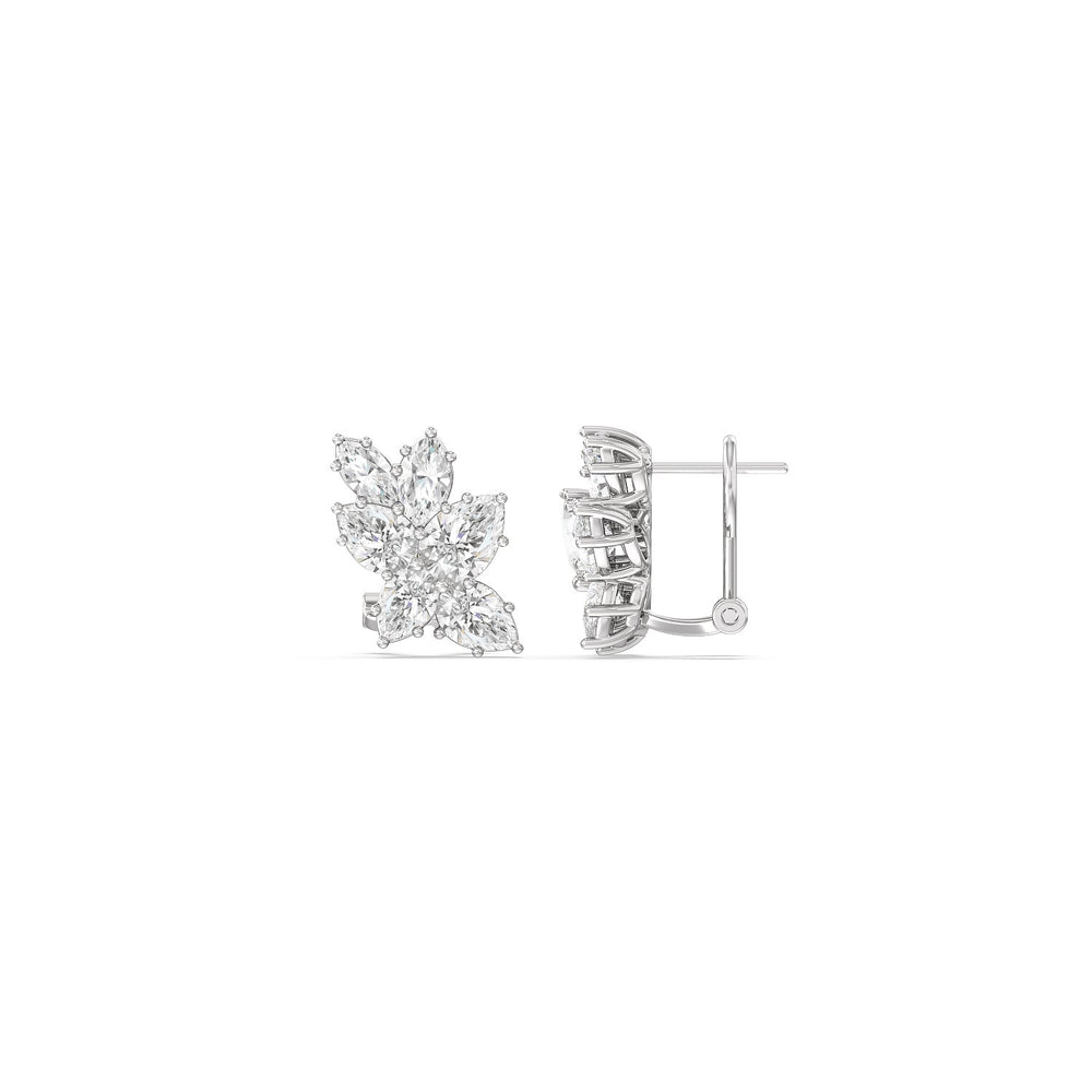 Classic Royal Cluster Diamond Earrings with 14KT White Gold / Lab / 3 5/8 Cut Diamond in 14KT White Gold / Lab / 3 5/8 view 2
