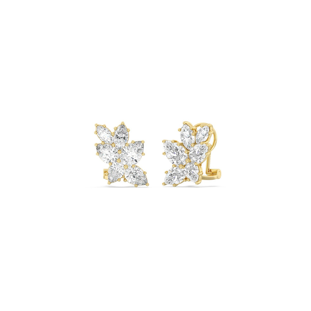 Classic Royal Cluster Diamond Earrings with 14KT Yellow Gold / Lab / 3 5/8 Cut Diamond in 14KT Yellow Gold / Lab / 3 5/8 view 1
