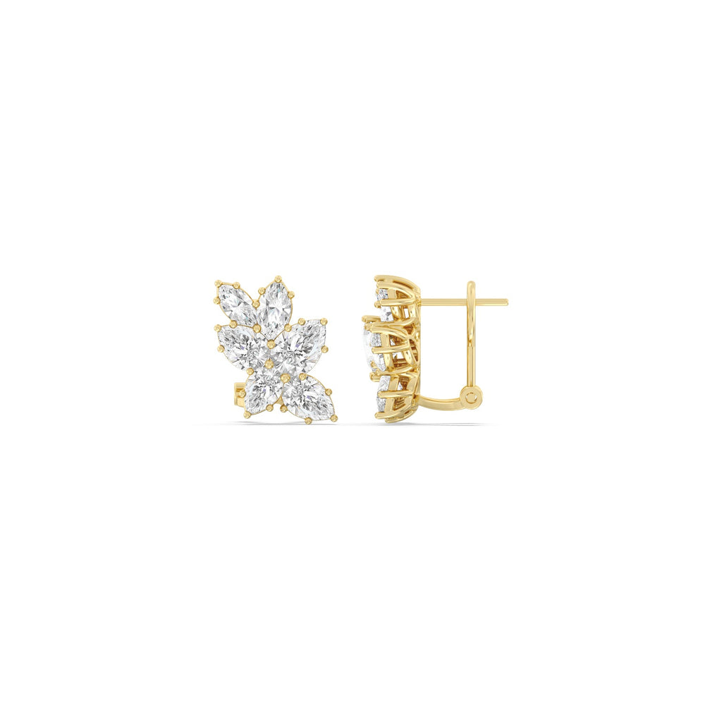 Classic Royal Cluster Diamond Earrings with 14KT Yellow Gold / Lab / 3 5/8 Cut Diamond in 14KT Yellow Gold / Lab / 3 5/8 view 2
