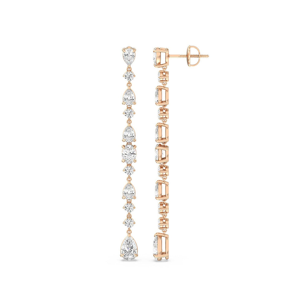 Pear and Oval Sparkling Dangler Earrings with 14KT Rose Gold / Lab / 3 1/3 Cut Diamond in 14KT Rose Gold / Lab / 3 1/3 view 2
