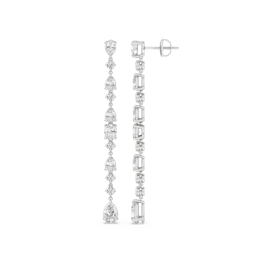 Pear and Oval Sparkling Dangler Earrings with 14KT White Gold / Lab / 3 1/3 Cut Diamond in 14KT White Gold / Lab / 3 1/3 view 2
