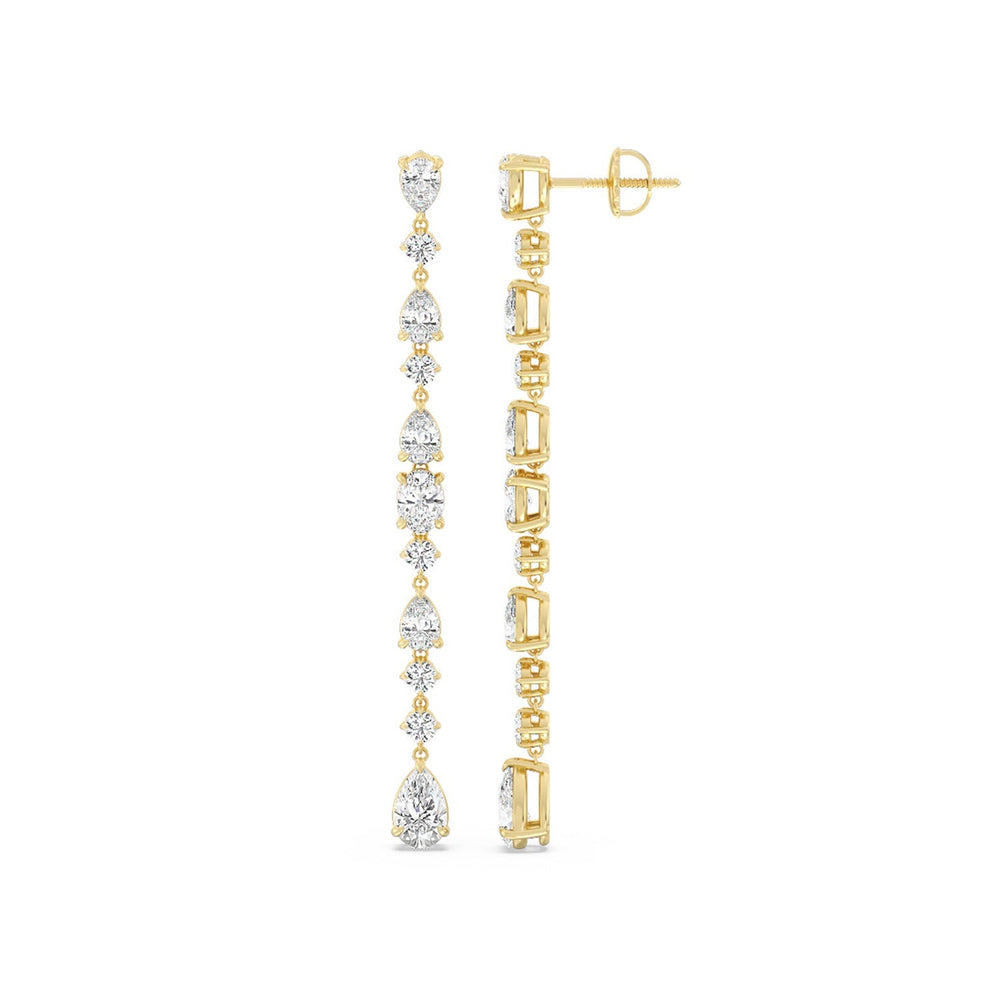 Pear and Oval Sparkling Dangler Earrings with 14KT Yellow Gold / Lab / 3 1/3 Cut Diamond in 14KT Yellow Gold / Lab / 3 1/3 view 2
