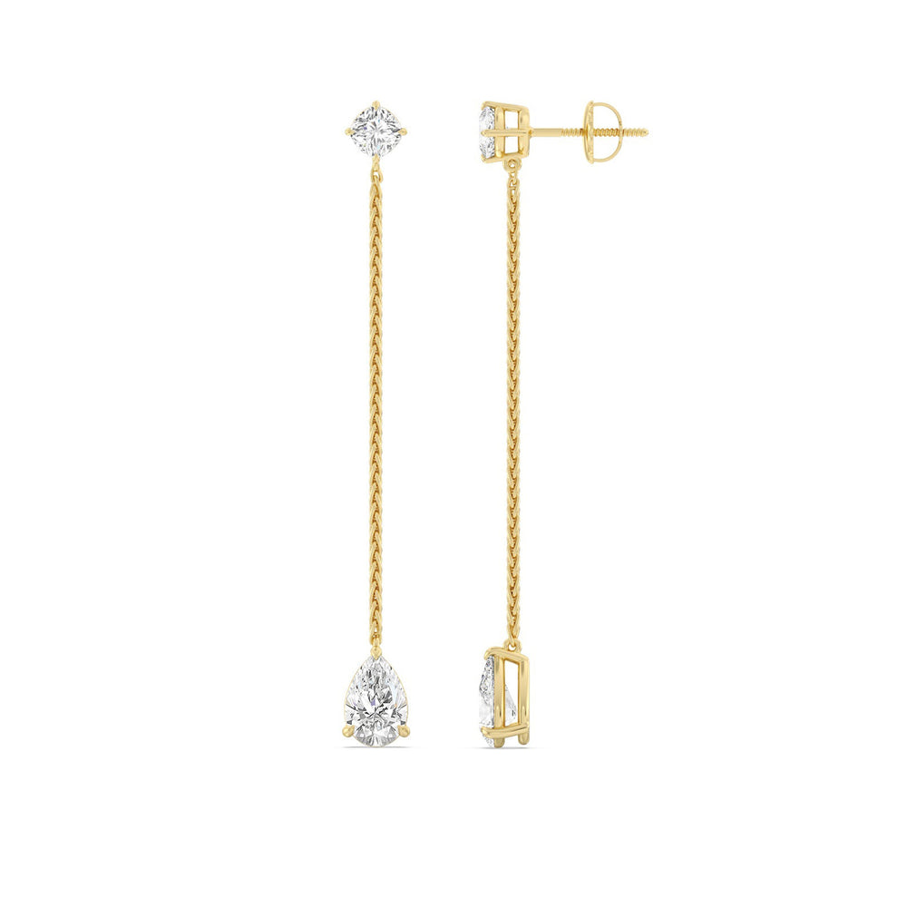 Cushion And Teardrop Matching Earring with 14KT Yellow Gold / Lab / 4 1/2 Cut Diamond in 14KT Yellow Gold / Lab / 4 1/2 view 2
