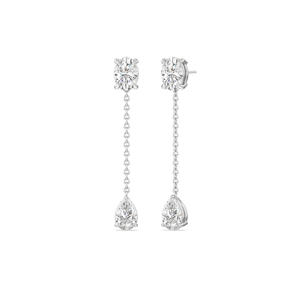 Oval and Teardrop Matching Earrings with 14KT White Gold / Lab / 2 1/2 Cut Diamond in 14KT White Gold / Lab / 2 1/2 view 1
