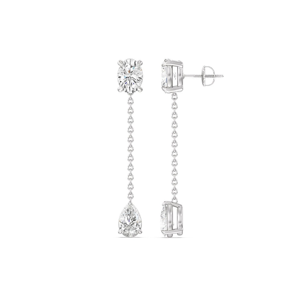 Oval and Teardrop Matching Earrings with 14KT White Gold / Lab / 2 1/2 Cut Diamond in 14KT White Gold / Lab / 2 1/2 view 2

