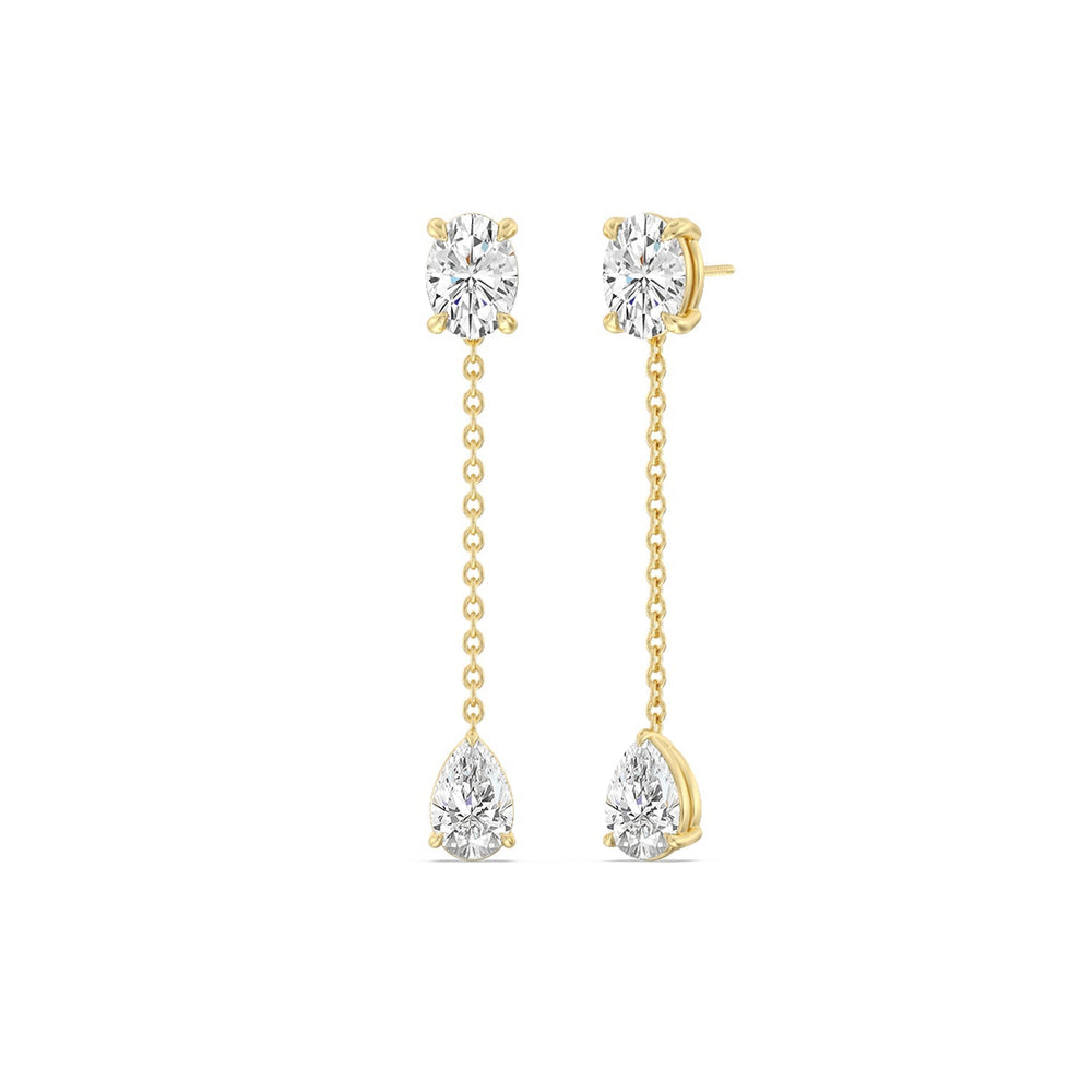 Oval and Teardrop Matching Earrings with 14KT Yellow Gold / Lab / 2 1/2 Cut Diamond in 14KT Yellow Gold / Lab / 2 1/2 view 1
