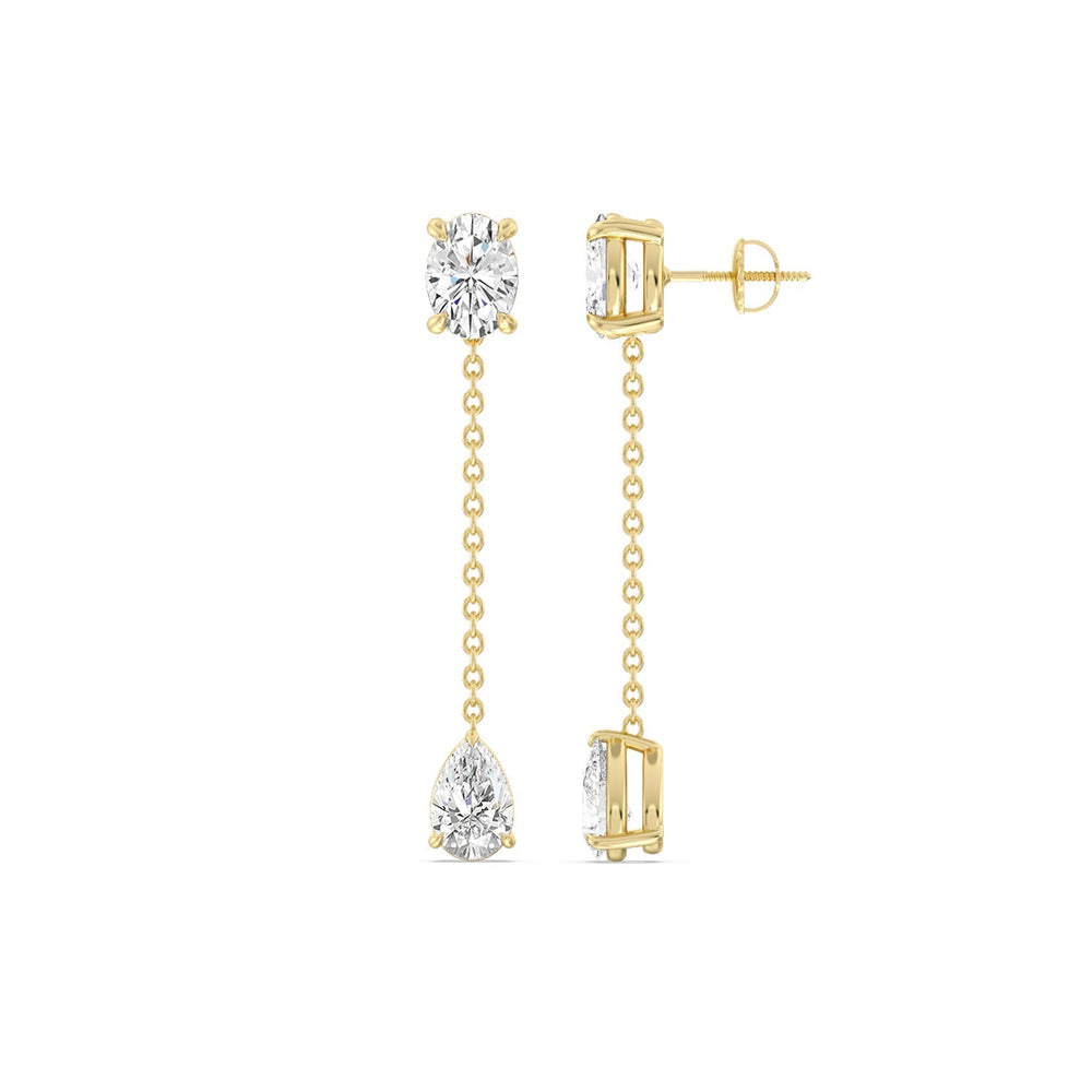 Oval and Teardrop Matching Earrings with 14KT Yellow Gold / Lab / 2 1/2 Cut Diamond in 14KT Yellow Gold / Lab / 2 1/2 view 2
