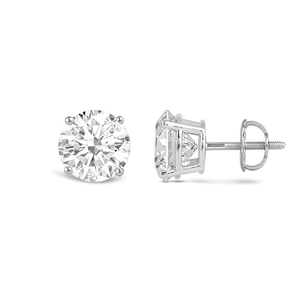 Classic Round Diamond Four Prong Stud Earrings (F/G SI+) with 14KT White Gold / Lab / 3 Cut Diamond in 14KT White Gold / Lab / 3 view 4
