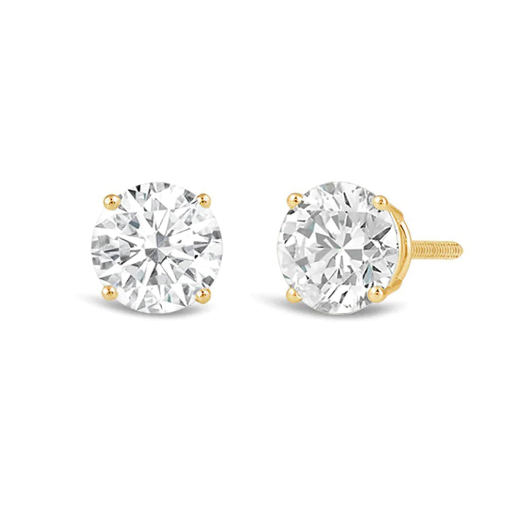 Classic Round Diamond Four Prong Studs Earrings (F/G SI+) with 14KT Yellow Gold / Lab / 4 Cut Diamond in 14KT Yellow Gold / Lab / 4 view 1
