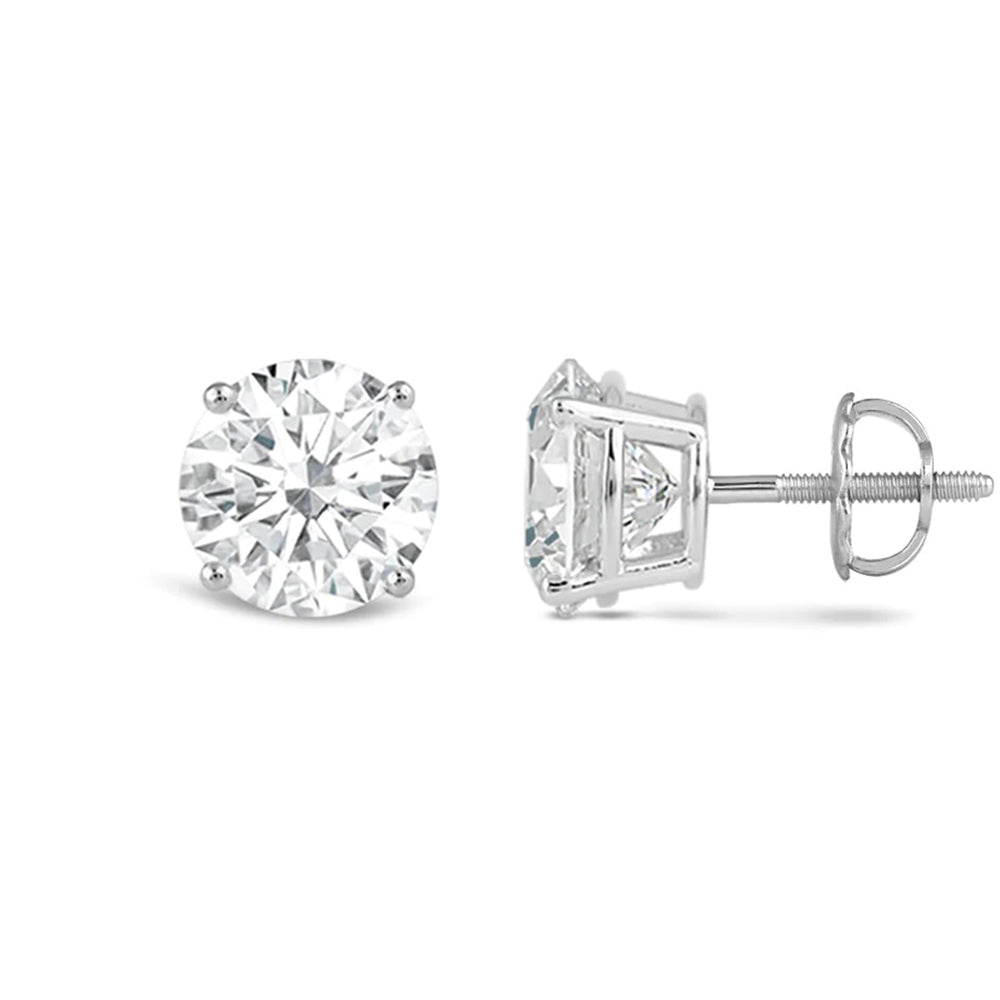 Classic Round Diamond Four Prong Stud Earrings (F/G SI+) with 14KT White Gold / Lab / 4 Cut Diamond in 14KT White Gold / Lab / 4 view 4
