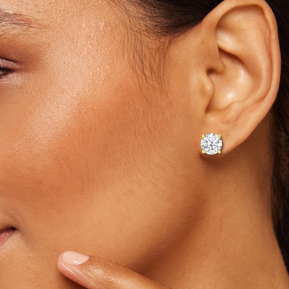 Certified Luxe Four Prong Lab Diamond Stud Earrings (IGI G+ VS+) with Platinum / Lab / 5 Cut Diamond in 14KT Platinum / Lab / 5 view 2
