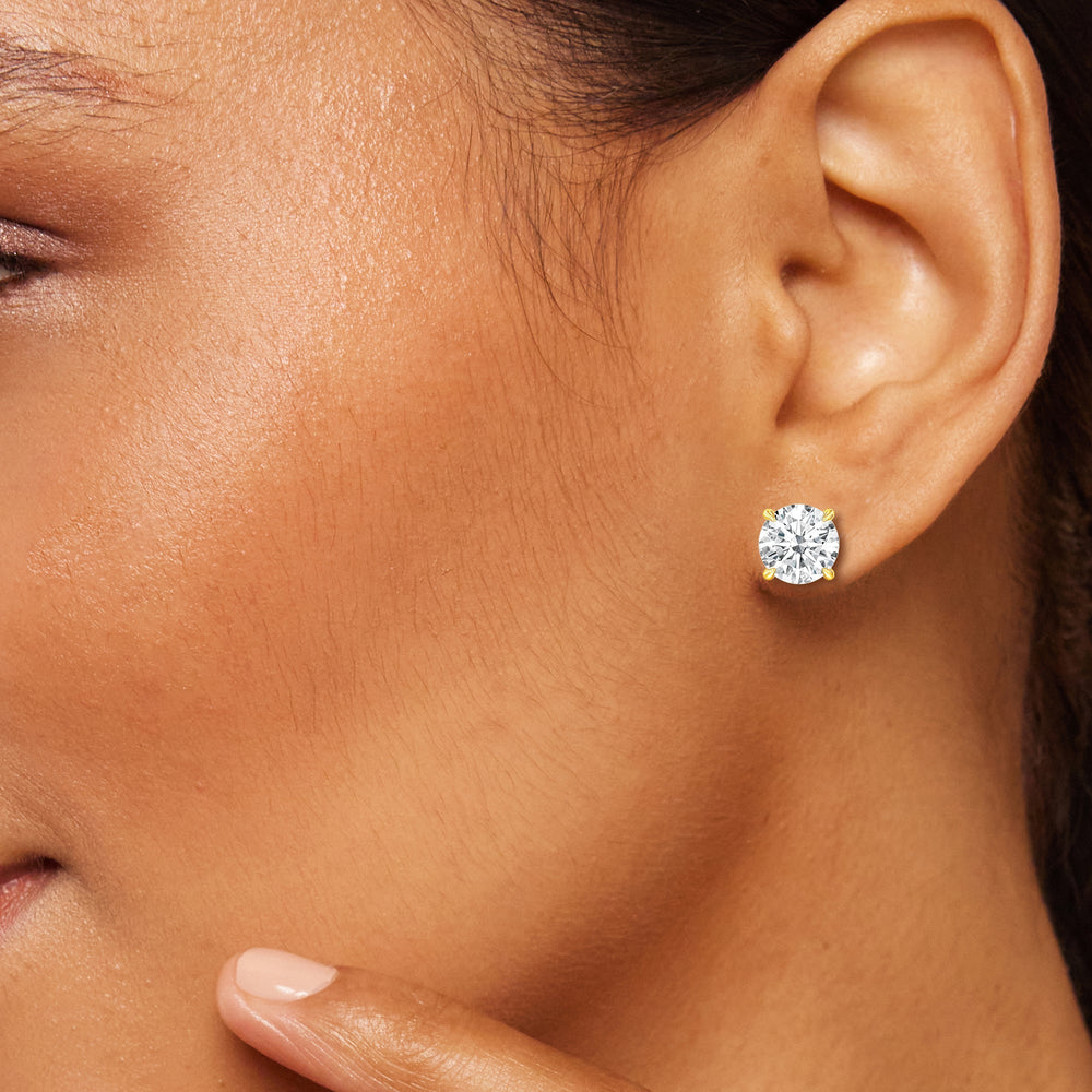 Certified Luxe Four Prong Lab Diamond Stud Earrings (IGI G+ VS+) with 14KT Rose Gold / Lab / 5 Cut Diamond in 14KT Rose Gold / Lab / 5 view 2
