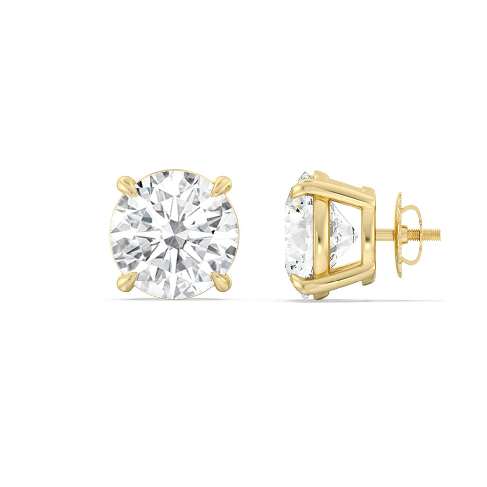 Certified Luxe Four Prong Lab Diamond Stud Earrings (IGI G+ VS+) with 14KT Yellow Gold / Lab / 5 Cut Diamond in 14KT Yellow Gold / Lab / 5 view 4
