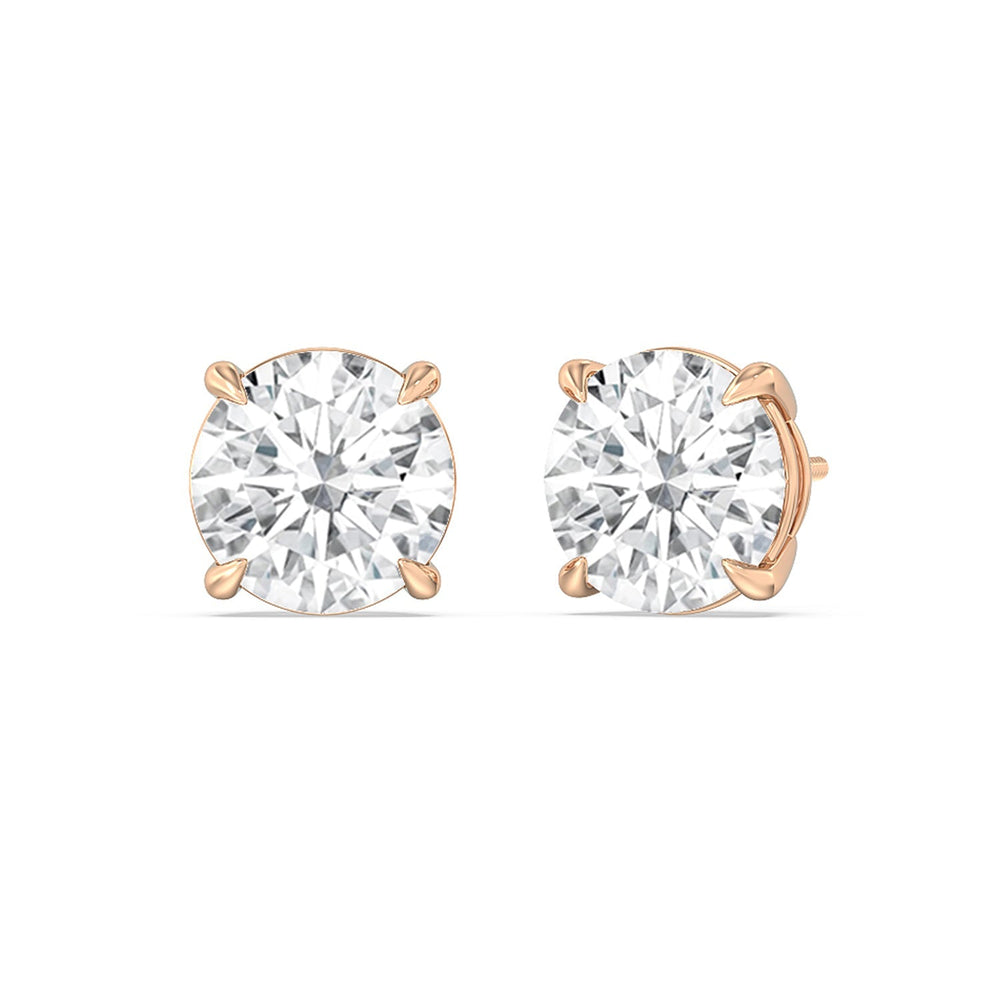 Certified Luxe Four Prong Lab Diamond Stud Earrings (IGI G+ VS+) with 14KT Rose Gold / Lab / 5 Cut Diamond in 14KT Rose Gold / Lab / 5 view 1
