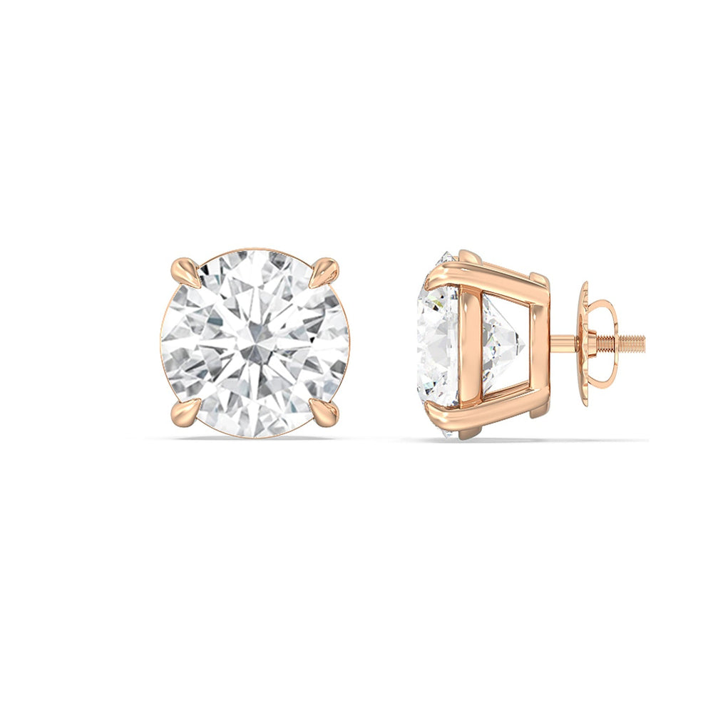 Certified Luxe Four Prong Lab Diamond Stud Earrings (IGI G+ VS+) with 14KT Rose Gold / Lab / 5 Cut Diamond in 14KT Rose Gold / Lab / 5 view 4
