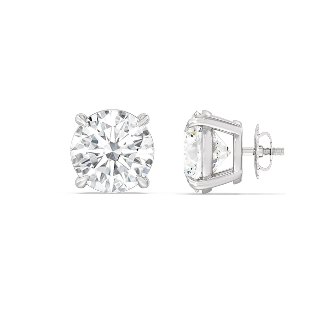 Certified Luxe Four Prong Lab Diamond Stud Earrings (IGI G+ VS+) with Platinum / Lab / 5 Cut Diamond in 14KT Platinum / Lab / 5 view 4
