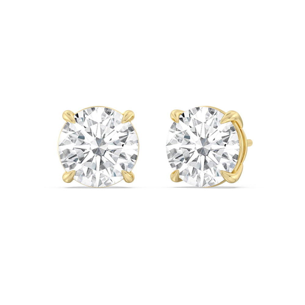 Certified Luxe Four Prong Lab Diamond Stud Earrings (IGI G+ VS+) with 14KT Yellow Gold / Lab / 5 Cut Diamond in 14KT Yellow Gold / Lab / 5 view 1
