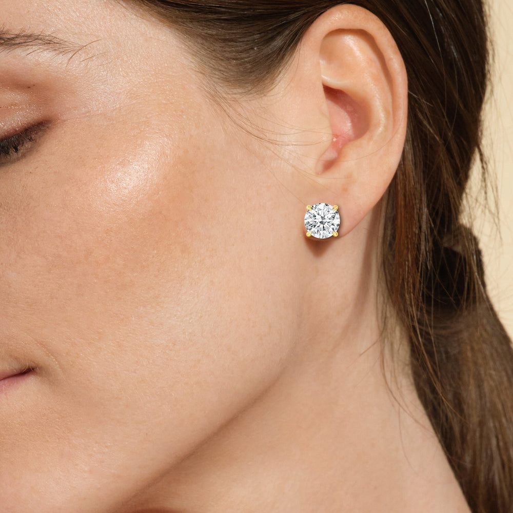 Certified Luxe Four Prong Lab Diamond Stud Earrings (IGI G+ VS+) with Platinum / Lab / 6 Cut Diamond in 14KT Platinum / Lab / 6 view 2
