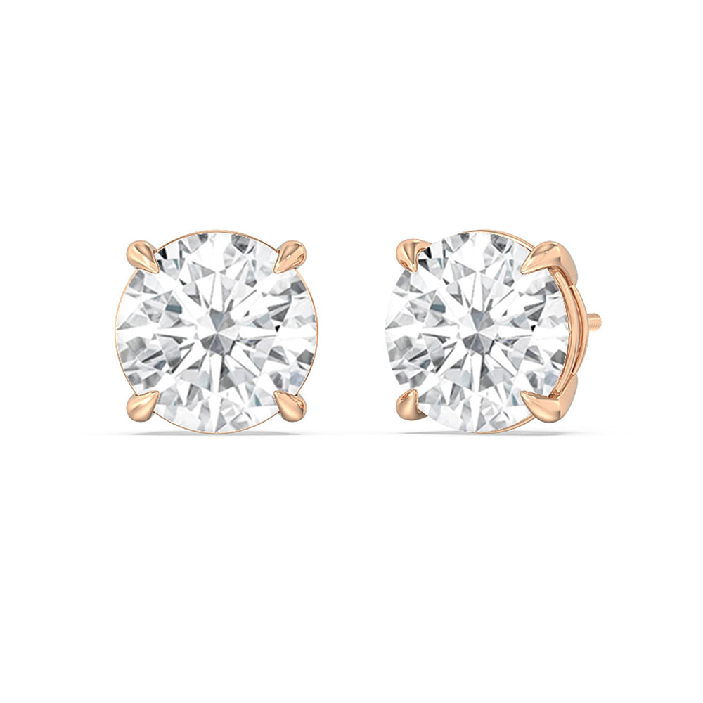 Certified Luxe Four Prong Lab Diamond Stud Earrings (IGI G+ VS+) with 14KT Rose Gold / Lab / 6 Cut Diamond in 14KT Rose Gold / Lab / 6 view 1
