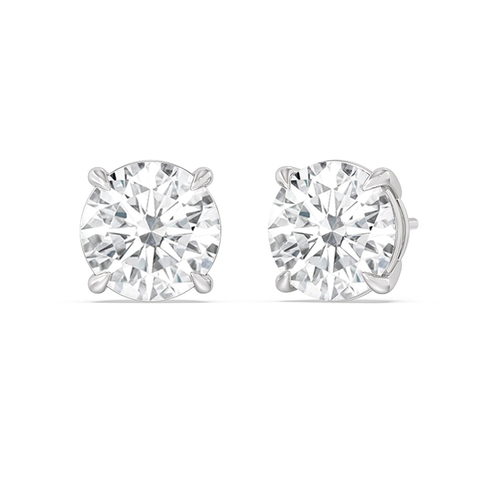 Certified Luxe Four Prong Lab Diamond Stud Earrings (IGI G+ VS+) with Platinum / Lab / 6 Cut Diamond in 14KT Platinum / Lab / 6 view 1
