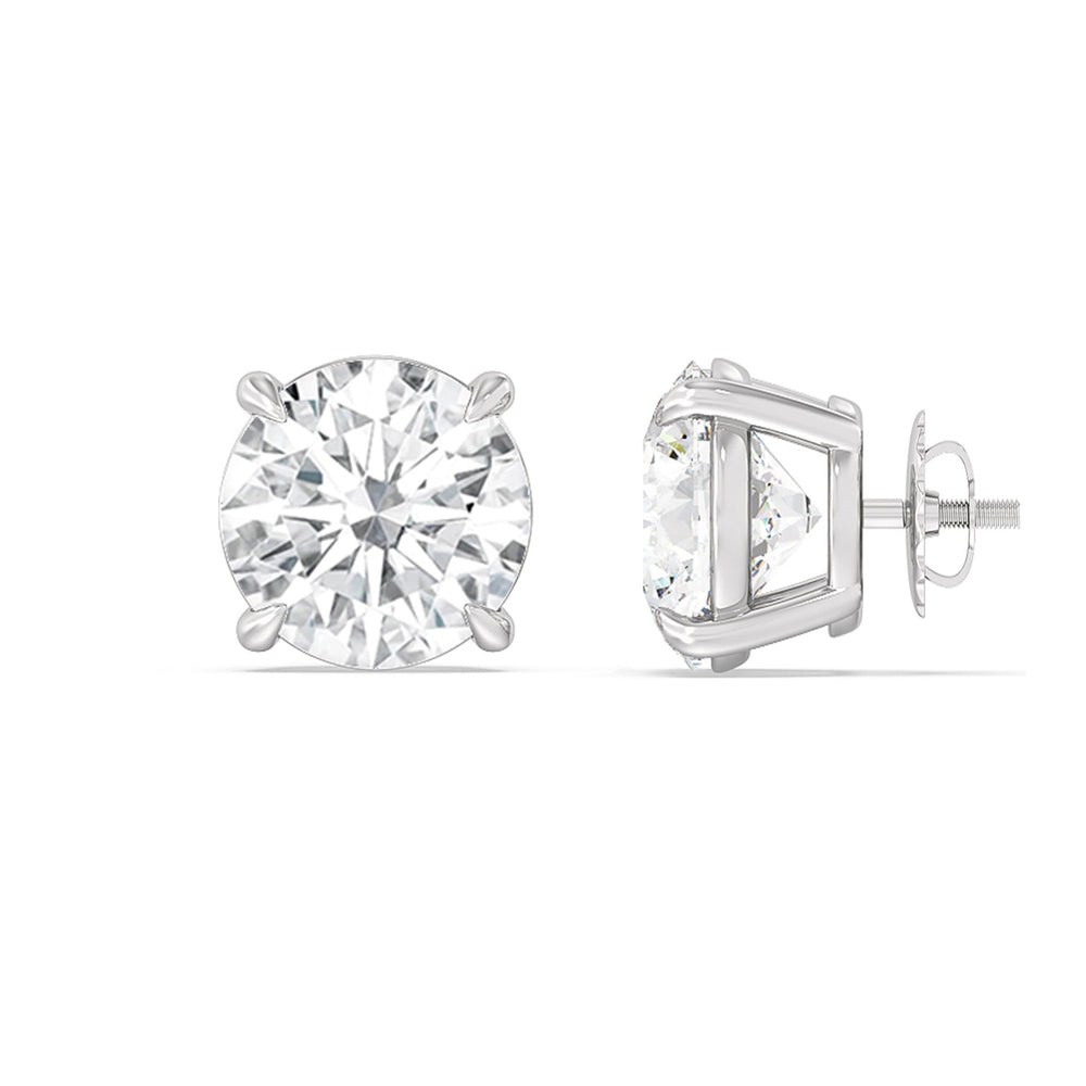 Certified Luxe Four Prong Lab Diamond Stud Earrings (IGI G+ VS+) with Platinum / Lab / 6 Cut Diamond in 14KT Platinum / Lab / 6 view 4
