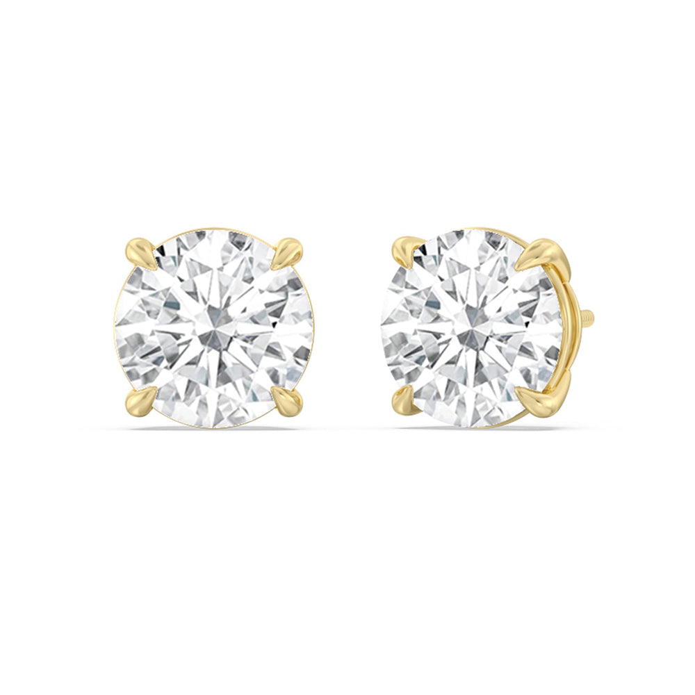 Certified Luxe Four Prong Lab Diamond Stud Earrings (IGI G+ VS+) with 14KT Yellow Gold / Lab / 6 Cut Diamond in 14KT Yellow Gold / Lab / 6 view 1
