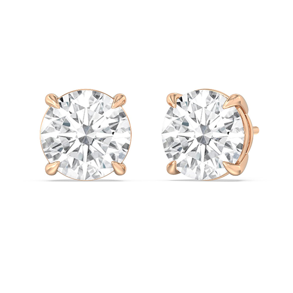 Certified Luxe Four Prong Lab Diamond Stud Earrings (IGI G+ VS+) with 14KT Rose Gold / Lab / 8 Cut Diamond in 14KT Rose Gold / Lab / 8 view 1
