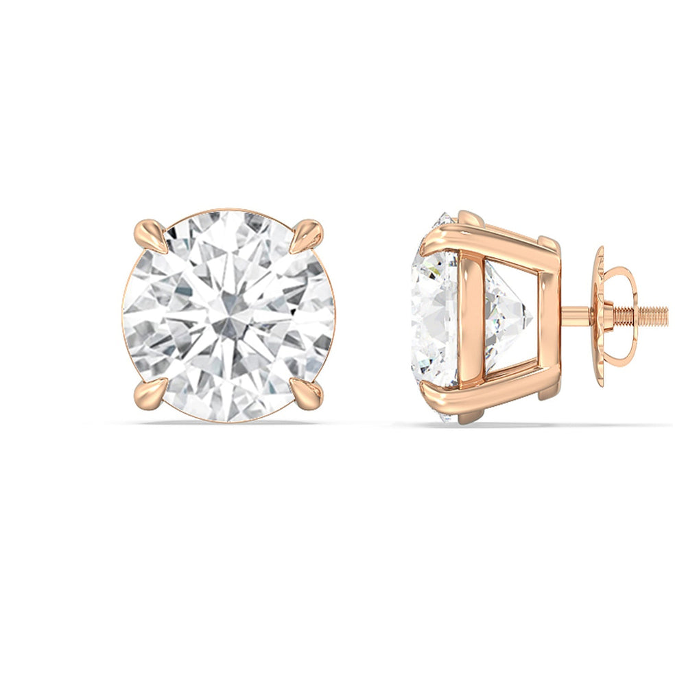 Certified Luxe Four Prong Lab Diamond Stud Earrings (IGI G+ VS+) with 14KT Rose Gold / Lab / 8 Cut Diamond in 14KT Rose Gold / Lab / 8 view 4
