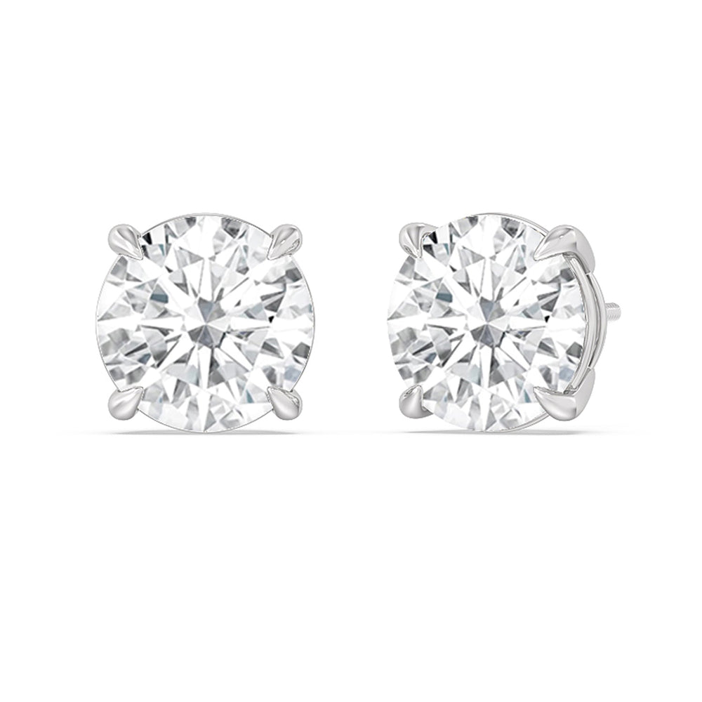 Certified Luxe Four Prong Lab Diamond Stud Earrings (IGI G+ VS+) with Platinum / Lab / 8 Cut Diamond in 14KT Platinum / Lab / 8 view 1
