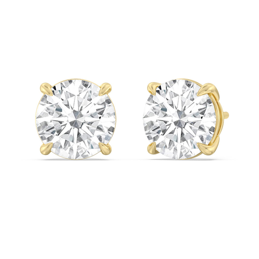 Certified Luxe Four Prong Lab Diamond Stud Earrings (IGI G+ VS+) with 14KT Yellow Gold / Lab / 8 Cut Diamond in 14KT Yellow Gold / Lab / 8 view 1
