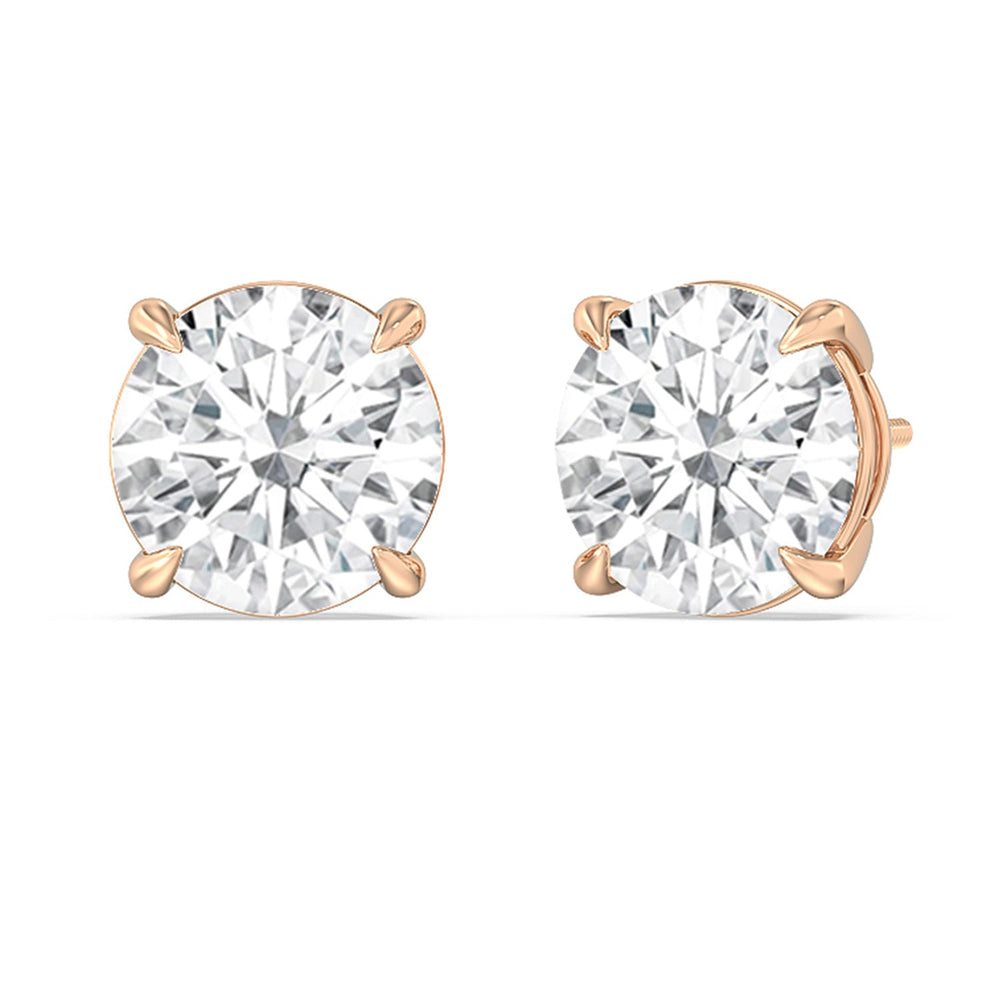Certified Luxe Four Prong Lab Diamond Stud Earrings (IGI G+ VS+) with 14KT Rose Gold / Lab / 10 Cut Diamond in 14KT Rose Gold / Lab / 10 view 1
