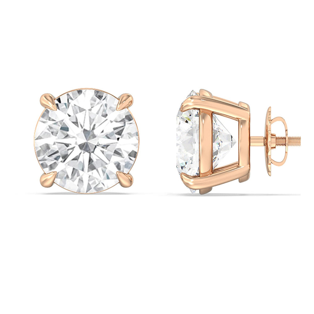 Certified Luxe Four Prong Lab Diamond Stud Earrings (IGI G+ VS+) with 14KT Rose Gold / Lab / 10 Cut Diamond in 14KT Rose Gold / Lab / 10 view 4
